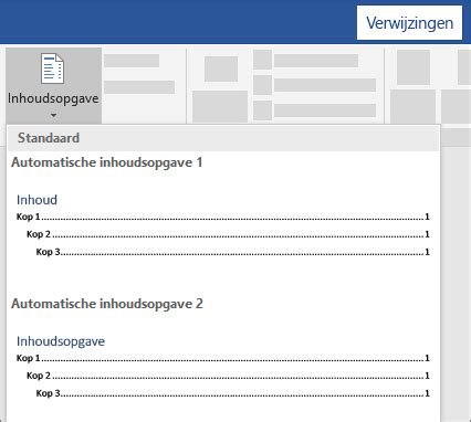 Een inhoudsopgave maken - Word