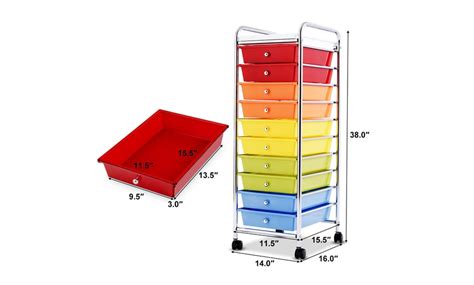 10 Drawer Rolling Organizer Cart Craft Utility Mobile Trolley Chrome | Groupon