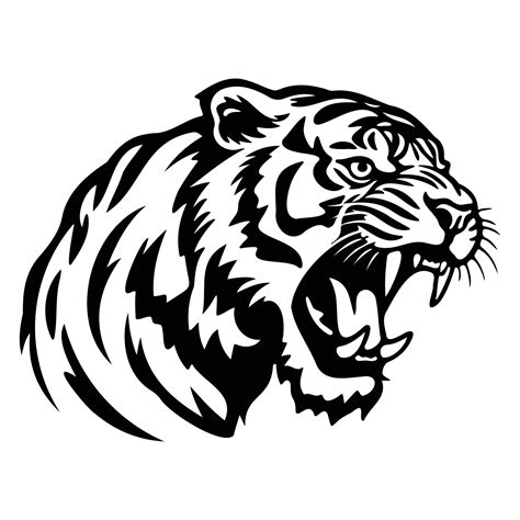 ferocious tiger, Angry tiger Face Side, tiger mascot logo, tiger Black and White Animal Symbol ...