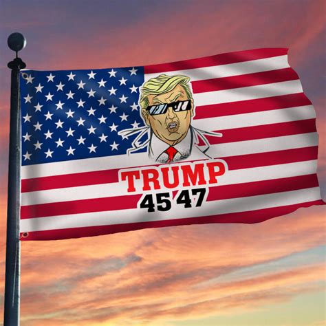 Trump 2024 45-47 American Flag Donald Trump 2024 Campaign Merchandise - Moothearth