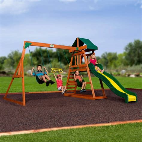 Backyard Discovery Prescott Cedar Wooden Swing Set - Walmart.com - Walmart.com