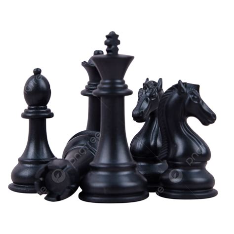 Six Black Simple Chess Pieces Chess, International Chess, Piece, Combat ...