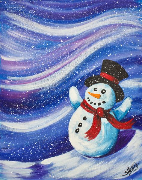 Christmas Paintings On Canvas, Holiday Painting, Snowman Painting ...