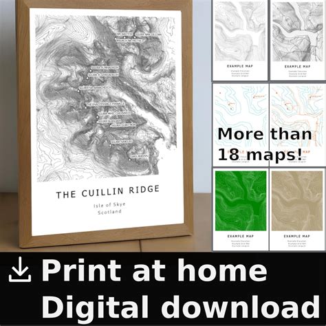 The Cuillin Ridge Digital Contour Map Pack, Many Styles. Print at Home ...