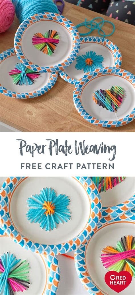 Paper Plate Weaving free craft pattern in Red Heart Super Saver. This enjoyable plate activity ...