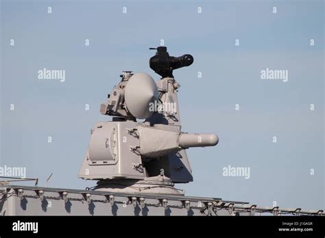 The Goalkeeper close-in weapon system (Sea-whiz) on the Belgian Navy's BNS Louise-Marie (F931 ...