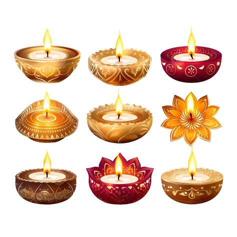 Happy Diwali Diya Candles Set Design, Festival Of Lights Theme, Diwali Lights, Deepavali PNG ...