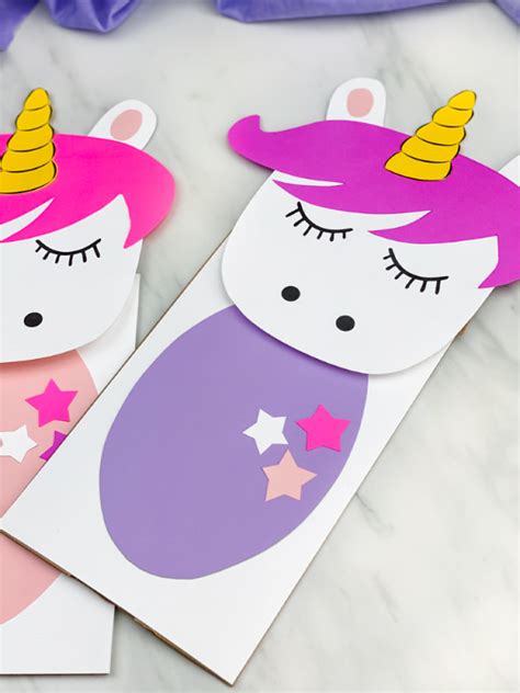 Unicorn Paper Bag Puppet Craft For Kids [Free Template]