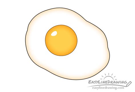 How to Draw a Fried Egg Step by Step - EasyLineDrawing