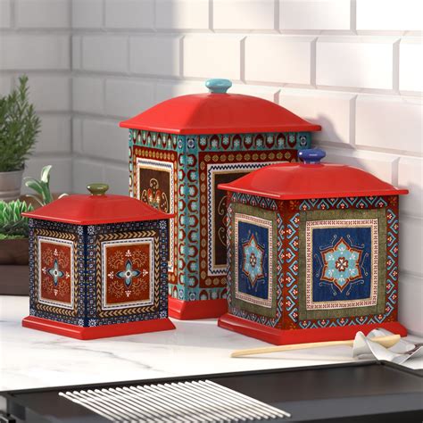 Ceramic Canister Sets For Kitchen Red - Farmhouse Rustic Kitchen ...