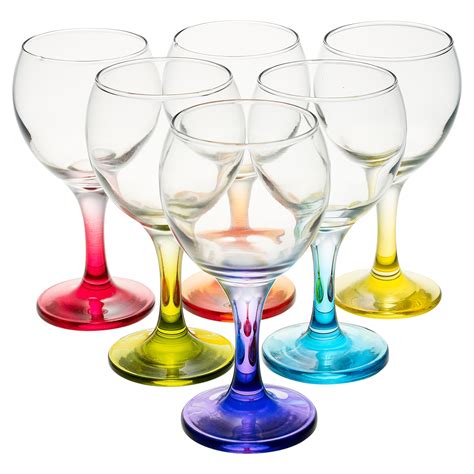 Coloured 6pc Set 210ml Cocktail Stem Wine Glasses Red White Wedding Dinner Party | eBay