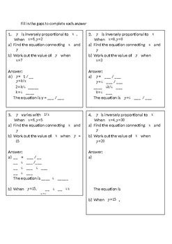 Direct And Inverse Proportion Worksheet - Chart Sheet Gallery