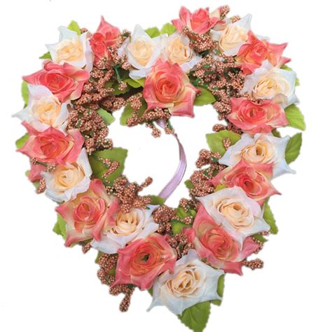 Romantic Heart Shaped Artificial Flower Wreath Decoration Hanging ...