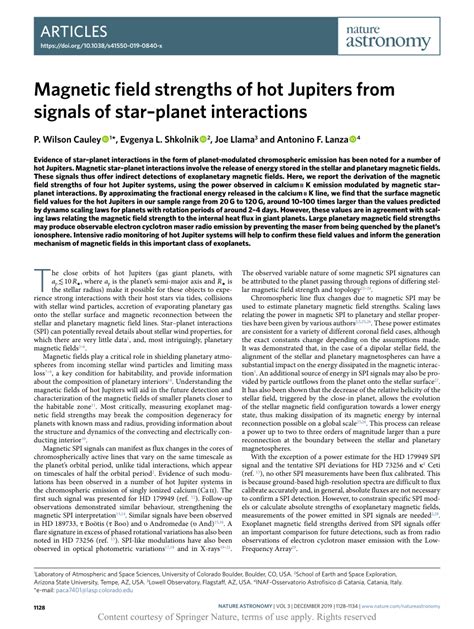 Magnetic field strengths of hot Jupiters from signals of star–planet ...