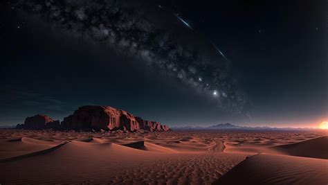 Premium AI Image | Landscape of the Sahara desert at night with full moon and stars