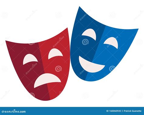 Set Of Comedy And Tragic Theatrical Masks Icons. Theatrical Premieres ...