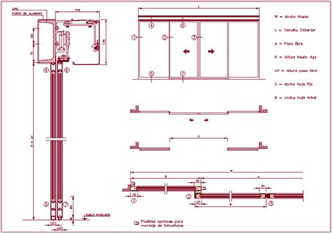 Photo cell assembly view with sliding door sectional view dwg file ...