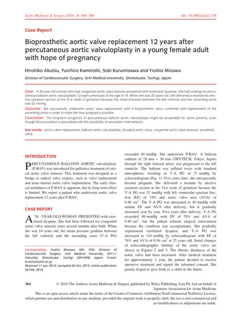 (PDF) Bioprosthetic aortic valve replacement 12 years after ...