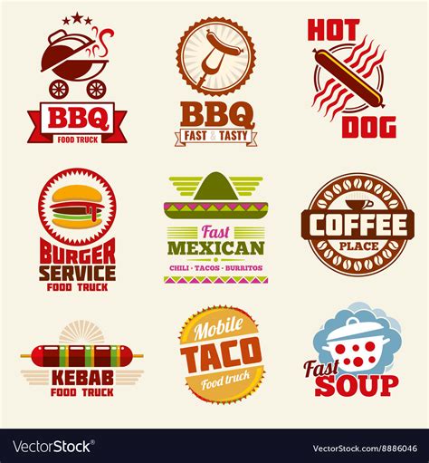 Fast food logo emblems labels and badges Vector Image