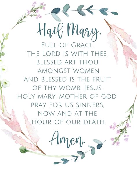 Hail Mary Prayer Catholic Prayer Digital File Download - Etsy UK