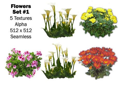 Second Life Marketplace - 5 Seamless Alpha Flower Textures Builders Pack Copy/Mod/Trans