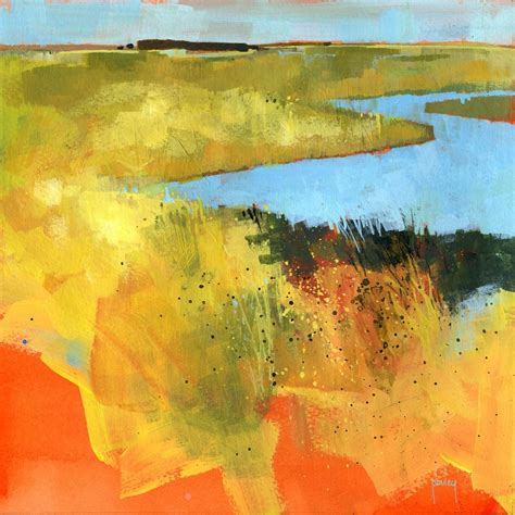 Original acrylic semi-abstract landscape painting Backwaters