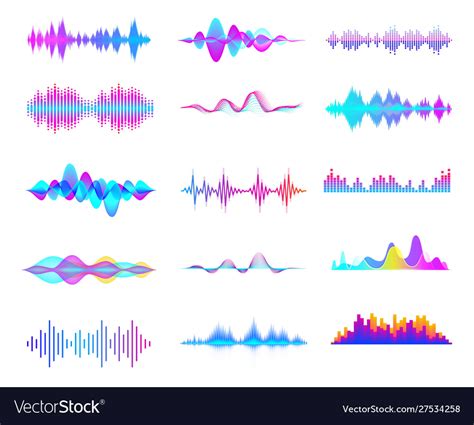 Colorful sound waves audio signal wave color Vector Image