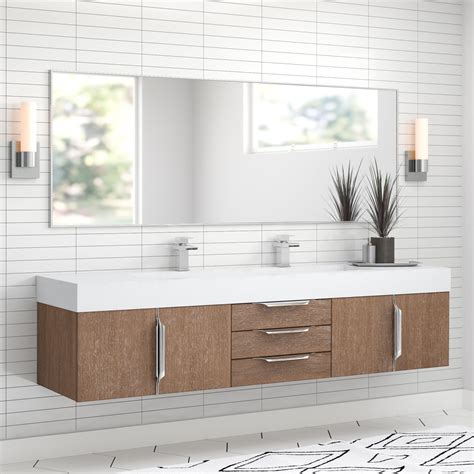 Corrigan Studio® Jiah 72" Wall-Mounted Double Bathroom Vanity Set ...