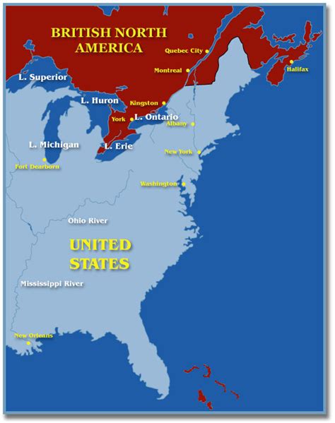 Map: British North America and the United States at the time of the War