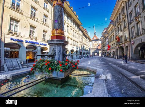 View of Bern old city center. Bern is capital of Switzerland and fourth most populous city in ...