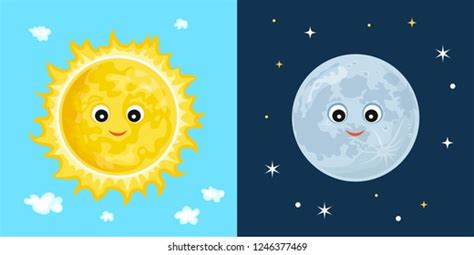 Sun Moon Cute Funny Characters Vector Stock Vector (Royalty Free) 1246377469 | Shutterstock