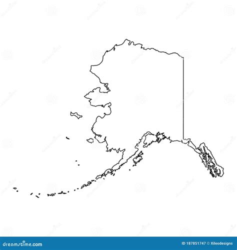 Alaska AK State Border USA Map Outline Stock Vector - Illustration of simple, states: 187851747