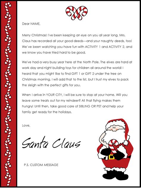 Free Santa Letter Templates Downloads | Christmas Letter from Santa Free Santa Letter Template ...