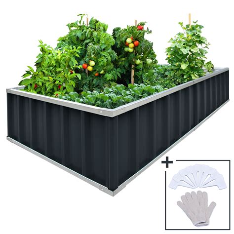 Kingbird Galvanized Steel Raised Garden Bed, Charcoal Grey - Walmart.com - Walmart.com