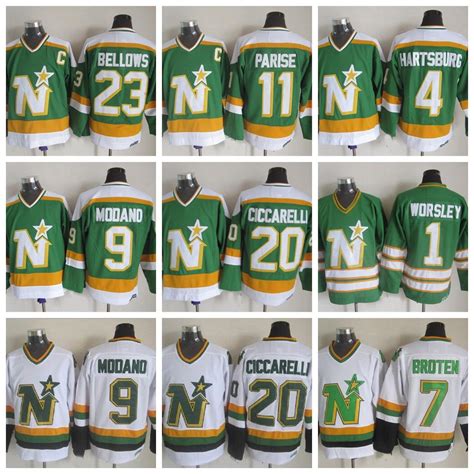 2017 Throwback Minnesota North Stars Jerseys 9 Mike Modano 1 Gump ...