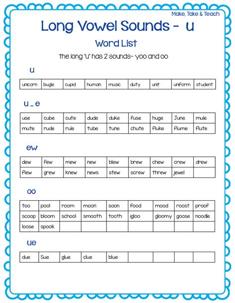 FREE Long Vowel Spelling Word Lists - Make Take & Teach