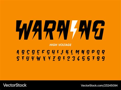 Warning hight voltage style font design alphabet Vector Image