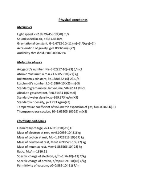 Physical constants