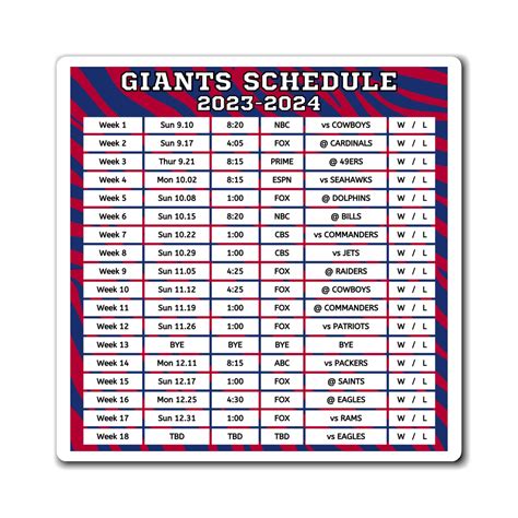 Ny Giants Schedule