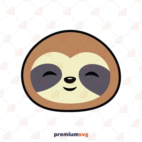 Cute Sloth Face SVG, Layered Sloth Face Clipart | PremiumSVG