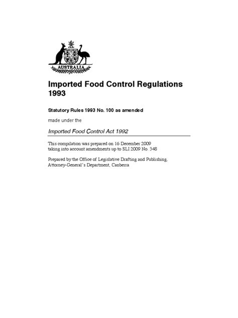 Imported Foods Regulations | PDF | Food Safety | Workweek And Weekend