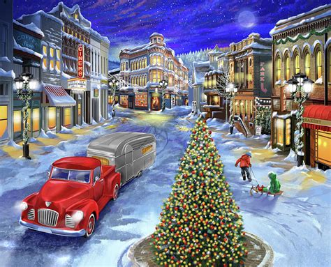 Main Street Christmas Painting by Bigelow Illustrations - Pixels