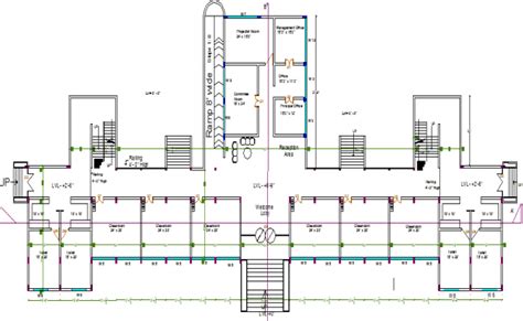 First floor layout plan of primary school dwg file | School floor plan, School building plans ...