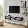 Modern Boho Floating Tv Stand For Tvs Up To 65" With Rattan Doors Black - Saracina Home : Target