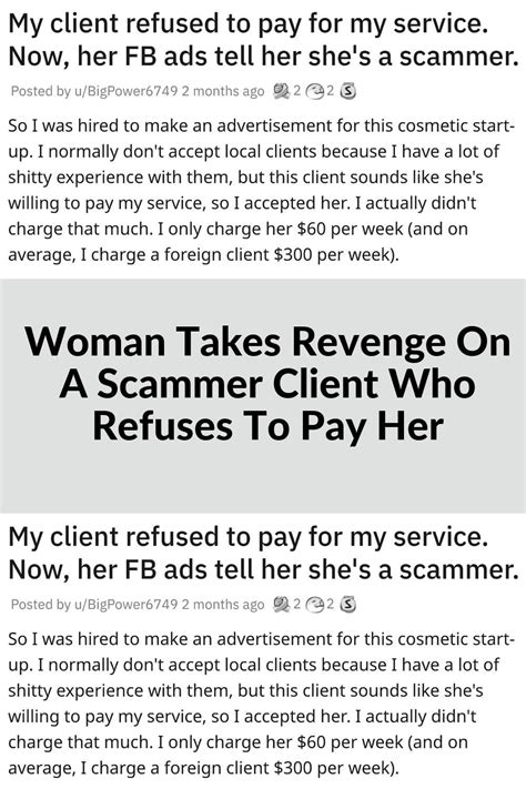 Woman takes revenge on a scammer client who refuses to pay her – Artofit