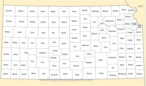 ♥ A large detailed Kansas State County Map