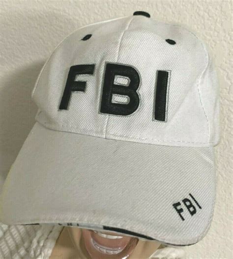 White Black FBI Costume Hat - One Size Adjustable - Gem