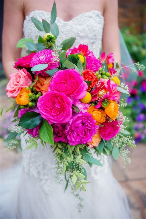 Coral, Fuchsia, Pink and Orange Bouquet | Colorful wedding bouquet ...