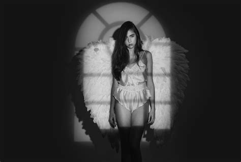 Premium Photo | Angel girl angel woman with wings isolated long white wings valentines day and ...