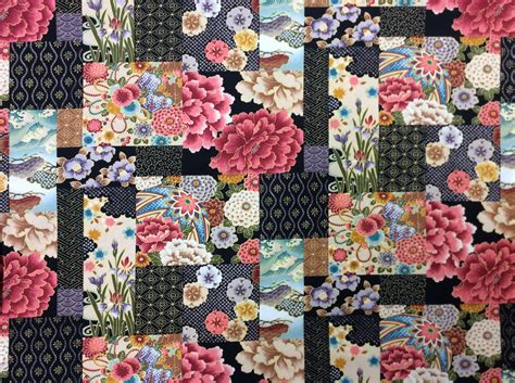 Asian Exotic Floral Patchwork Multicolor Gold Japan Asian Cotton Quilt Fabric TP05